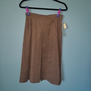 NWT 80s Vintage Brown Suede Like Midi Skirt Perception By Bobbie Brooks Camel